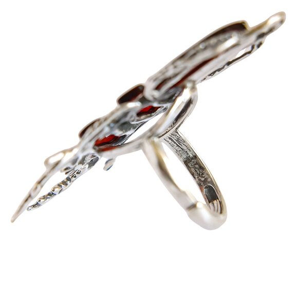 Baltic Cherry Amber Scarab Ring in 925 Sterling Silver - Picture 5 of 8